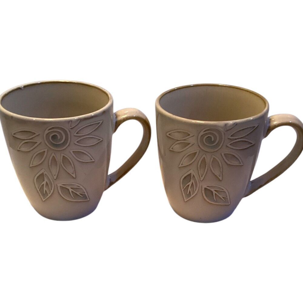 Pfaltzgraff Daisy Chain Coffee Mugs Cups 4" Set Of 2 Cups - Picture 6 of 9